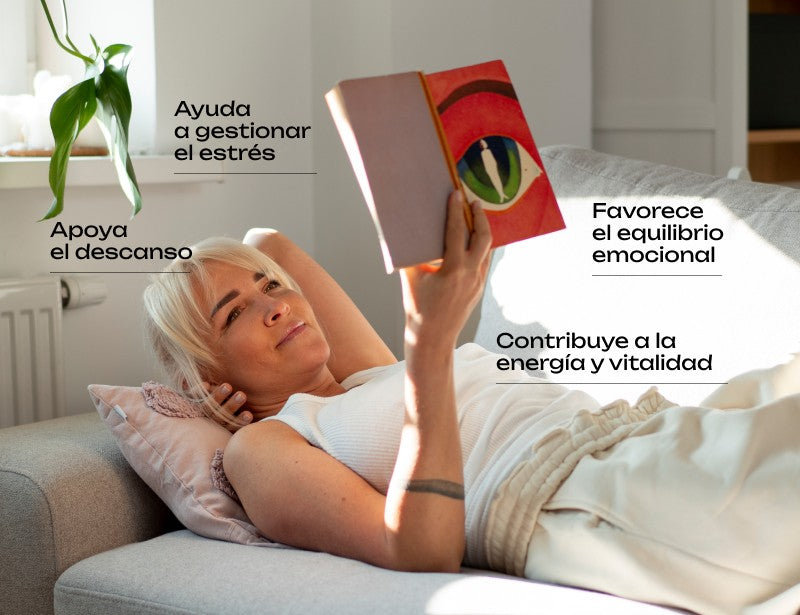 Ashwagandha: ayuda a gestionar el estrés, apoya el descanso, favorece el equilibrio emocional y contribuye a la energía y vitalidad