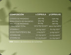 Composição do Triplo magnésio por 1 e 3 cápsulas: citrato, bisglicinato e malato de magnésio, magnésio total e vitaminas C, B5, B6 e B1