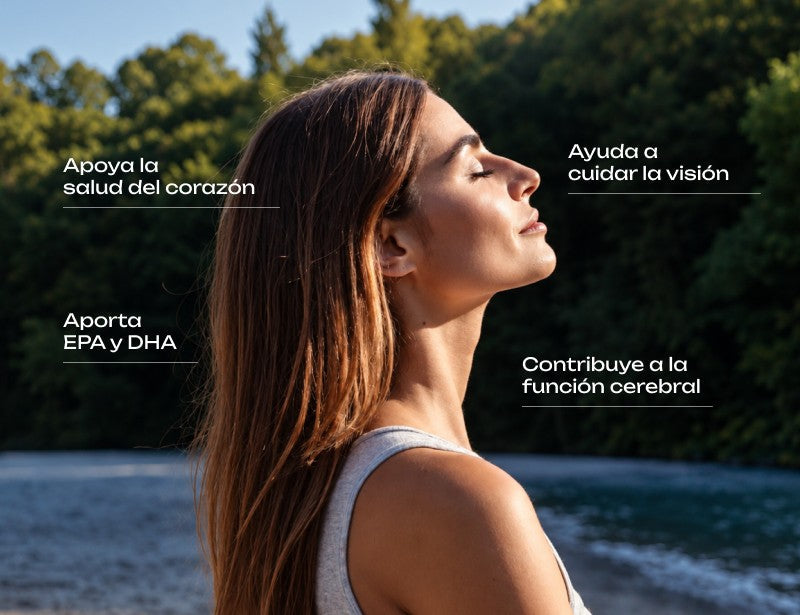 Omega 3: apoya la salud del corazón, aporta EPA y DHA, ayuda a cuidar la visión y contribuye a la función cerebral