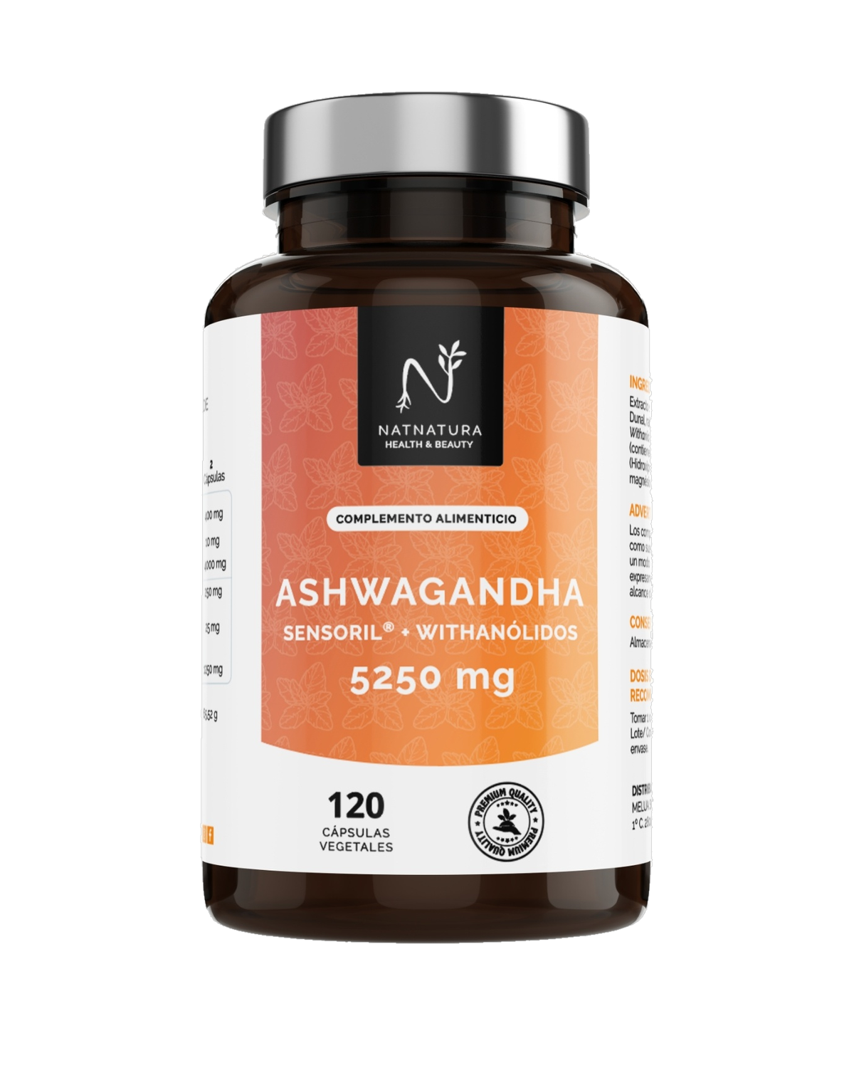 Frasco de Ashwagandha da Natnatura, recorte sobre fundo transparente