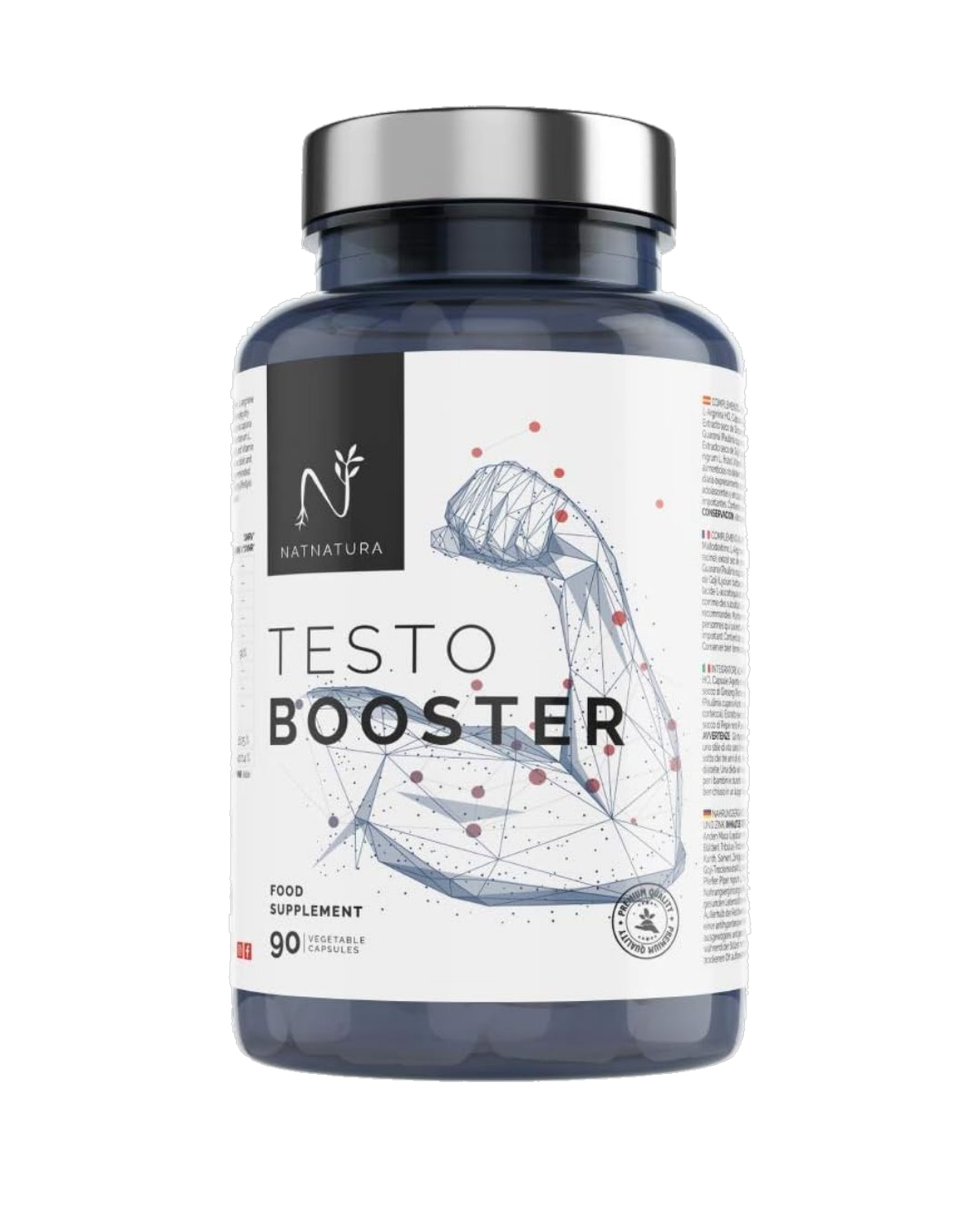 Frasco de Testo Booster da Natnatura, recorte sobre fundo transparente